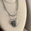 Photo Pendant Heart Locket Necklace Zinc Zinc Alloy Metal Photo Box Pendant  Sweater Chain