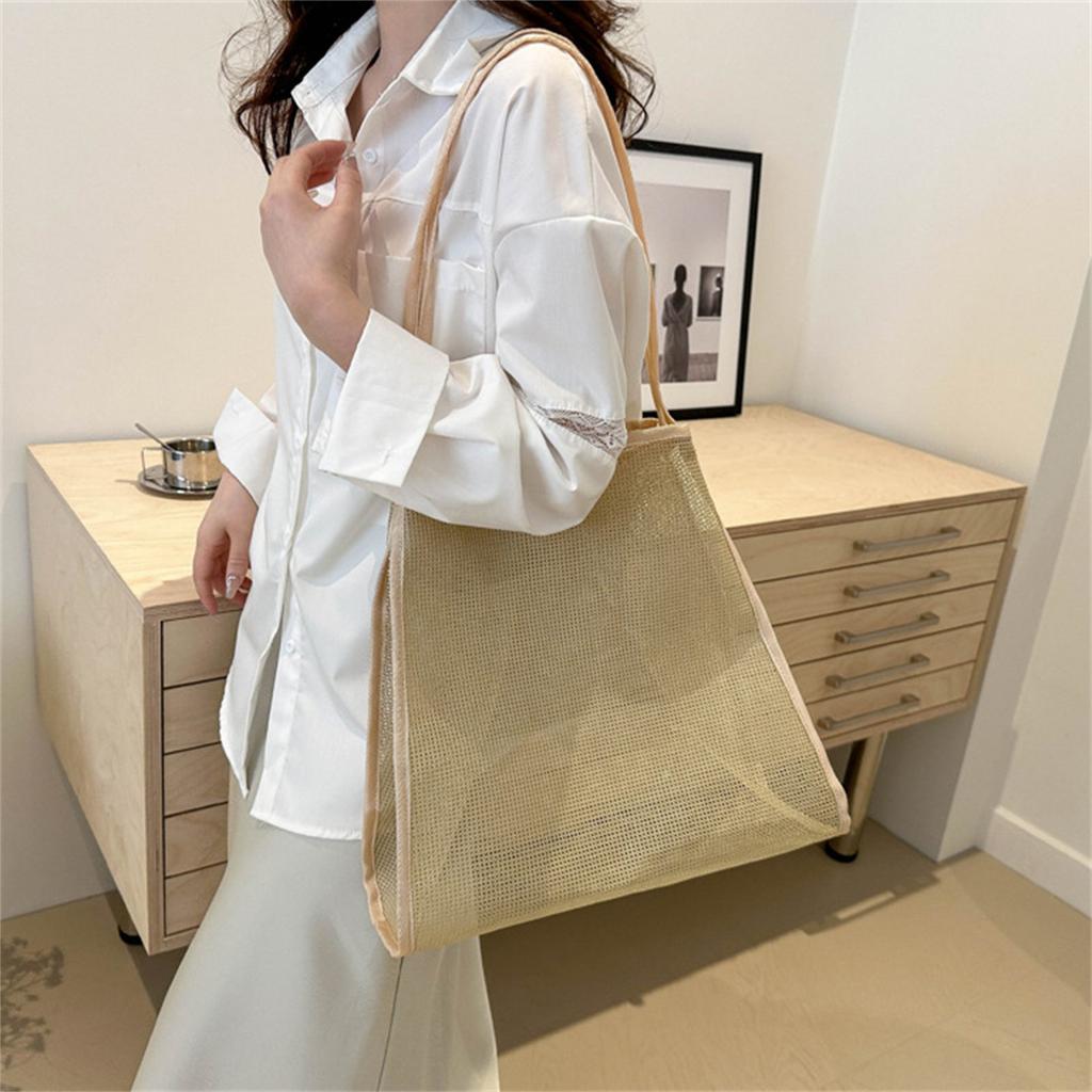 Large Capacity Handbags for Women Mesh Shoulder Bag Sand Toy Bag Seasides Bag Handmade Beach Bag Vacation Bag