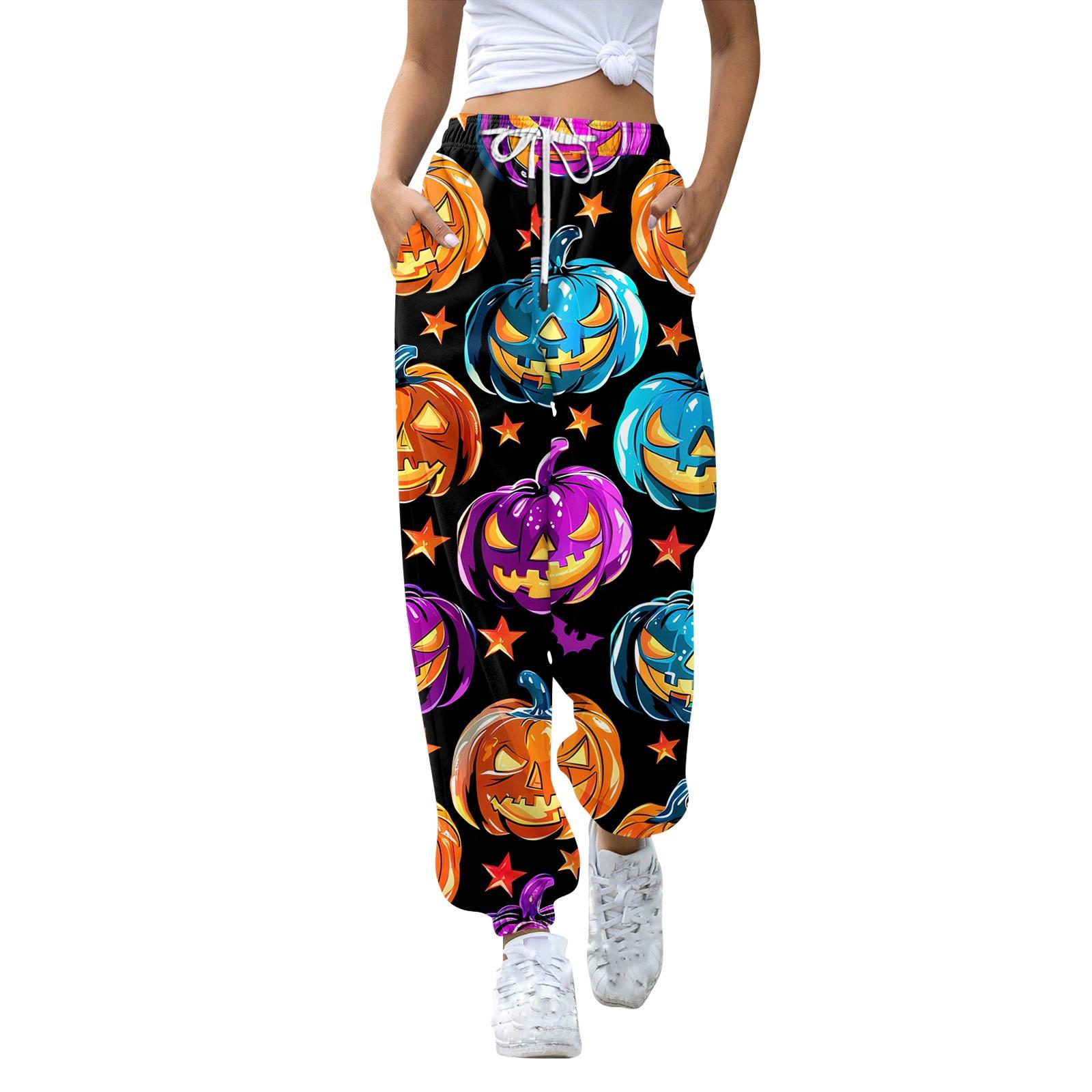 

Женские повседневные модные спортивные штаны с принтом на Хэллоуин, повседневные брюки XXXL