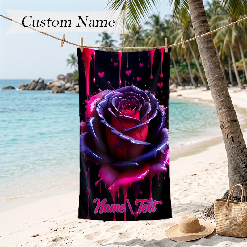 Dark Gothic Custom Name Printed Beach Towel Personalized Soft Towel For Swimming Beach Travel