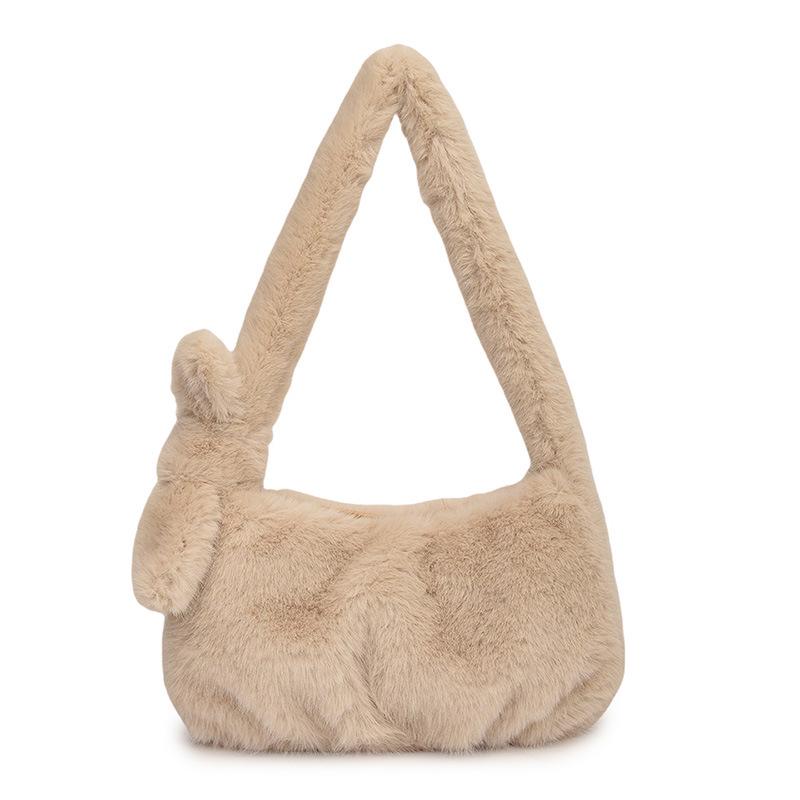 

Trendy 2025 Winter Plush Faux Fur Shoulder Bag - Cute and Stylish Handbag for Women 26*7*17cm світлого кольору хакі