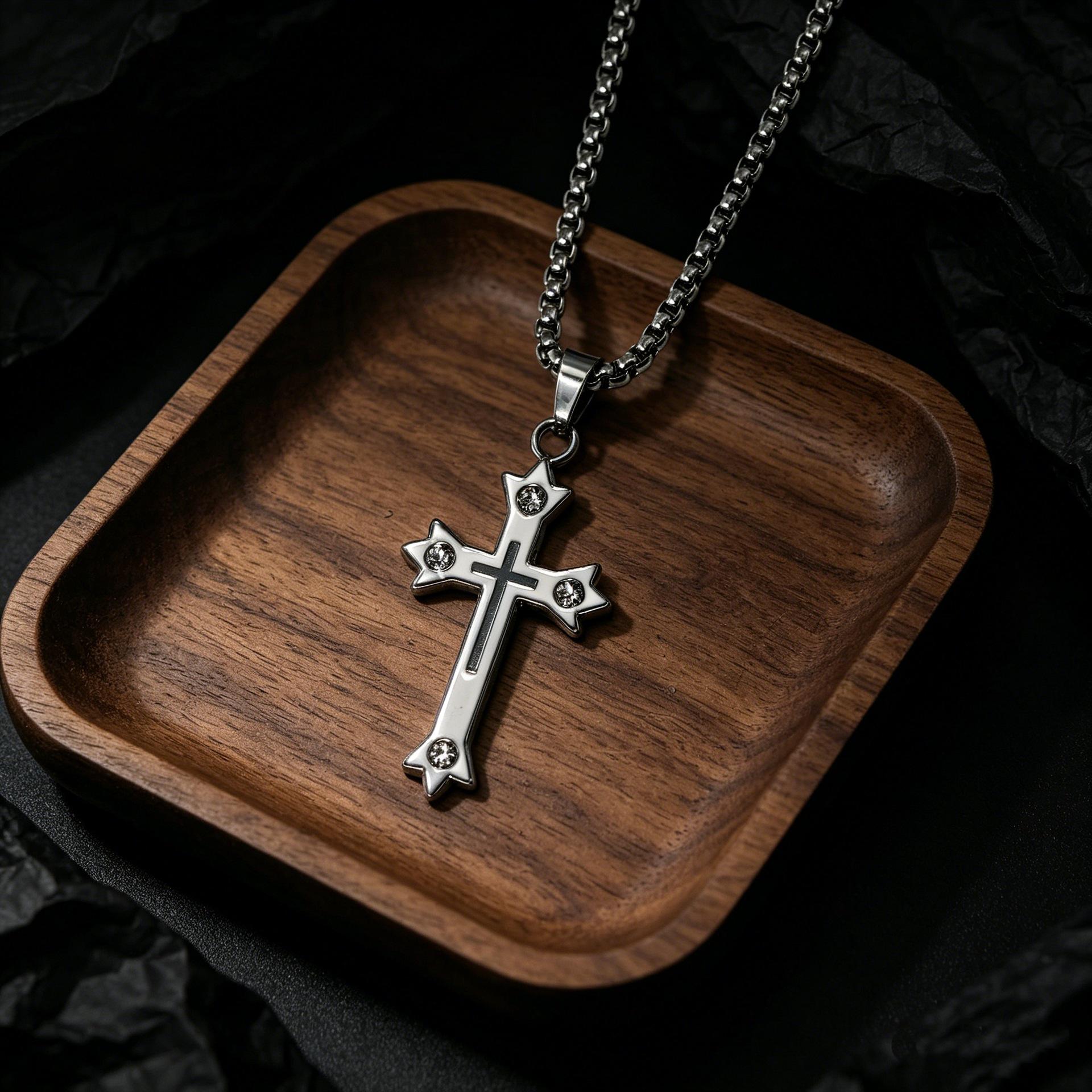 European American Cross Star Pendant Necklace - Men s Trendy Hip Hop Jewelry