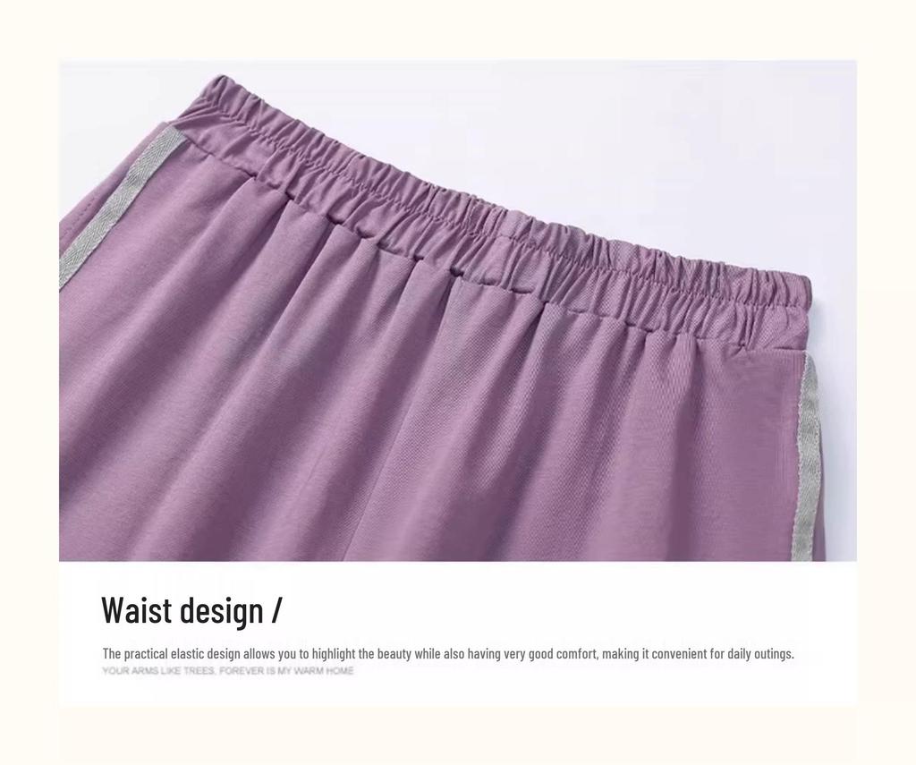 Women's Summer Round Neck Short Sleeve Sportswear Set: Two-Piece T-Shirt & Pants