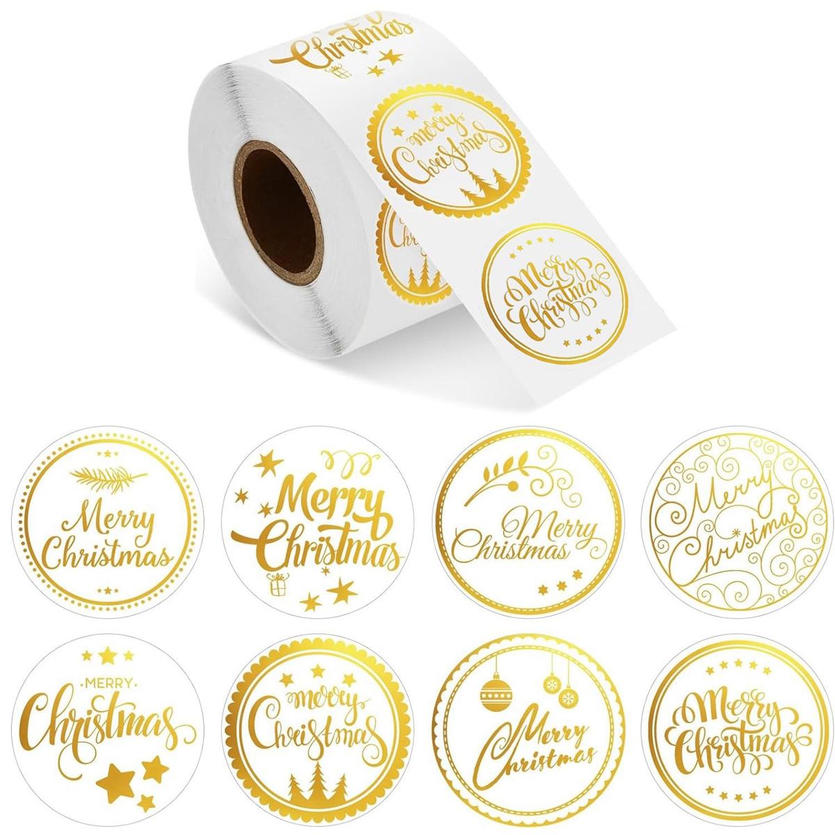 

500pcs 1 inch Round Transparent Merry Christmas Stickers Self adhesive Holiday Stickers For Christmas Decor Wedding Party Cards