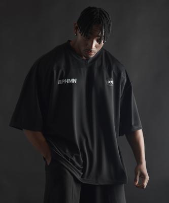 PHERMENON Oversized Rugby Jersey Short Sleeve - Black
