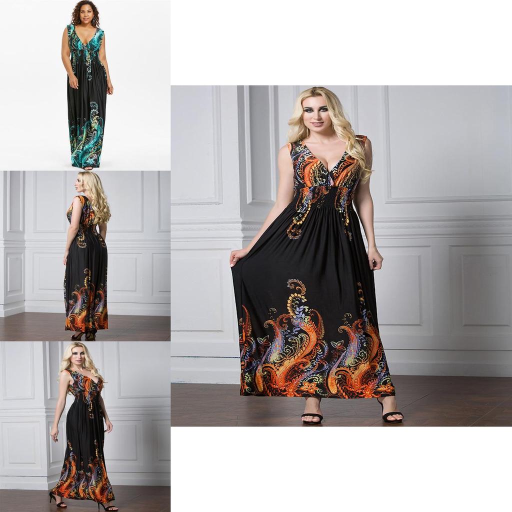 Elegant Women Dress Sleeveless V Neck Evening Party Gown Maxi Long Dress