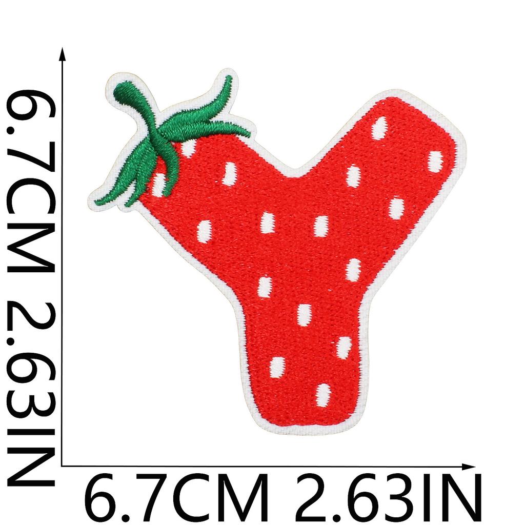 Strawberry English Letter Embroidery Cloth Sticker Bag Decoration 26 English Text Patch Stickers Heat Transfer Computer Embroidery Label