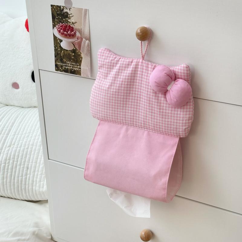 

Kt Cat Tissue Box Living Room Light Luxury High-End Cartoon Tissue Box Dormitory Bedroom Wall-Mounted Tissue Hanging Bag розовый