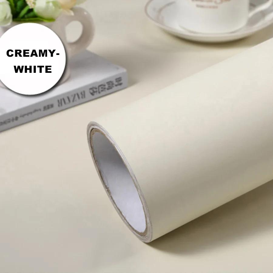 Pearl White DIY Decorative Film PVC Self Adhesive Wall Paper Furniture Renovation Stickers Kitchen Cabinet Waterproof Wallpaper