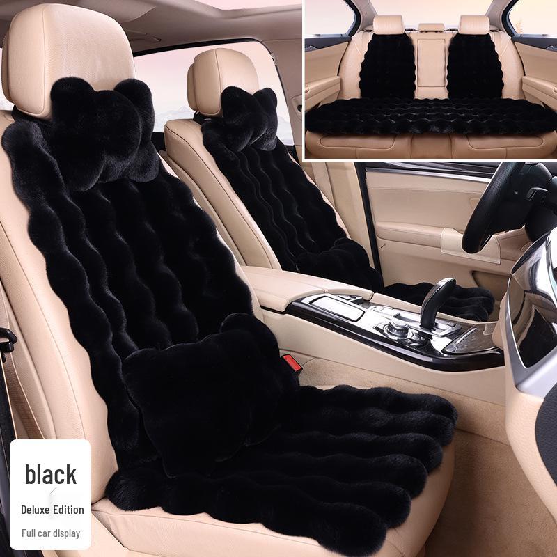 Plush Faux Rabbit Fur Car Seat Cushion: Luxurious Lumbar Support for Autumn and Winter Comfort