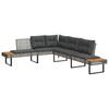 2 Piece Garden Sofa Set with Cushions Grey Poly Rattan & Acacia