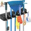 A20F-Broom Holder & Wall Mount Garden Tool Organizer Kitchen, Closet, Garage & Laundry Room Storage 5 Slots & 6 Hooks