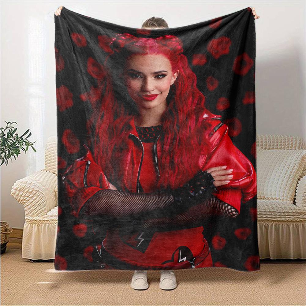 1pc Descendants The Rise of Red1 Blanket, Gift, for Men and Women, Soft Blanket, Good for Sofa Bed Couch Travel, Lightweight Flannel Blanket