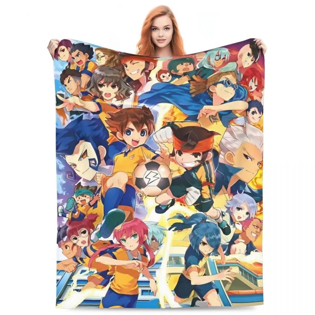 Inazuma Eleven Decken Flanell Textil Dekoration Videospiel Sportspiel Atmungsaktiv Weich Überwurfdecken für Zuhause Reise Steppdecke