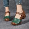 Fashion GKTINOO Retro Thick Heel Women Shoes Hook Loop Mary Jane Loafers Luxury 5 Cm Pumps Genuine Leather Sewn Square Heel Single Shoes