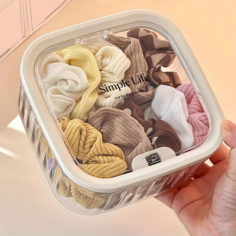 Clear Hair Accessories Organizer Storage Box Hair Tie Organizer for Headband Bows Hair Clip Cotton Swab Organization with Lid