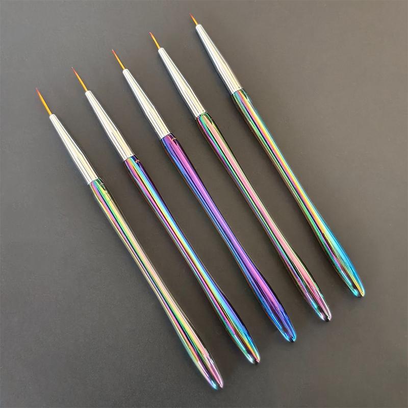 5Pcs/Set Acrylic French Stripe Nail Art Line Painting Pen 3D Tips Manicure Slim Line Drawing Pen Uv Gel Brushes Painting Tools