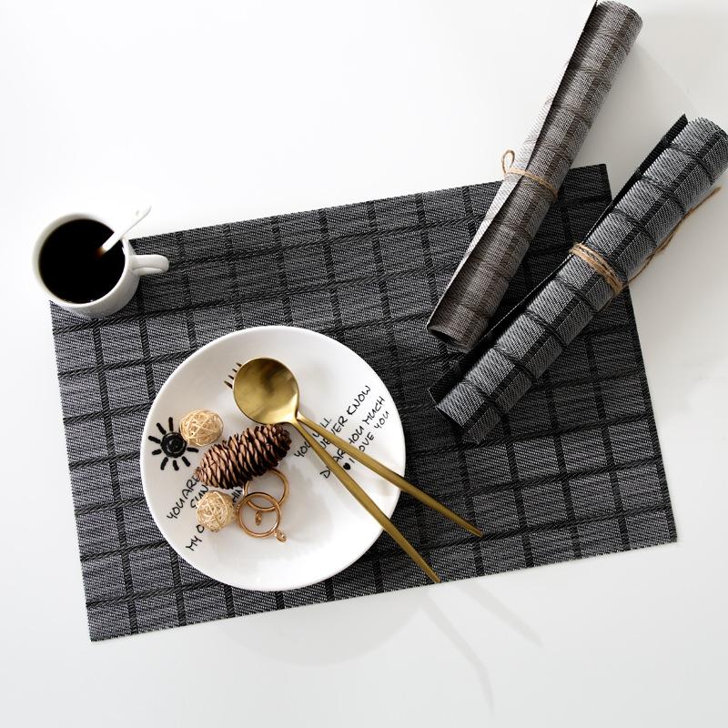 New Nordic Plaid Dining Table Mat Waterproof and Oil-proof Leave-in PVC Home Hotel Restaurant Anti-scalding Placemat