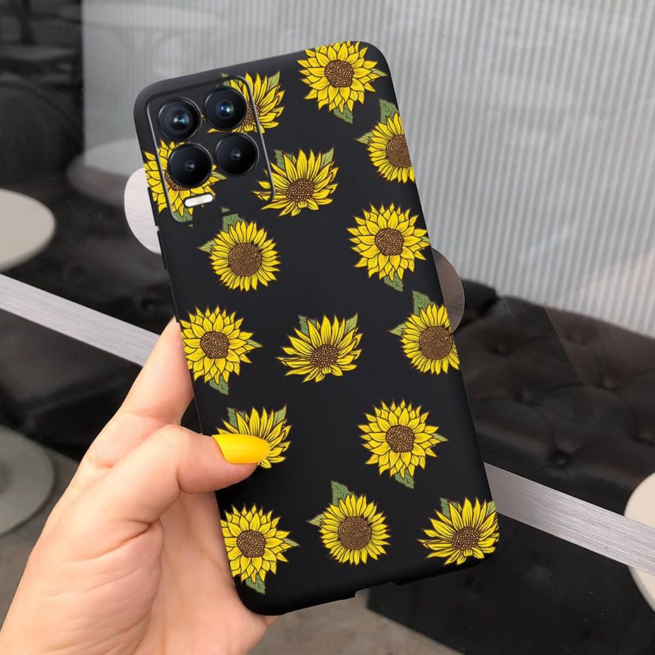 For Realme 8 Case Lavender Sunflower Silicone Back Cover For Realme 8 Pro 8i Realme8 4G RMX3085 Soft TPU Phone Case Luxury Coque