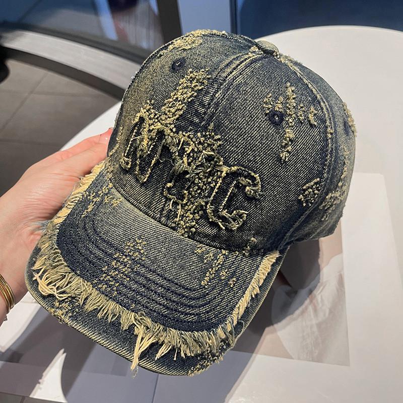 Denim Baseball Cap For Women With Letter Print And Sun Protection For Summer Casual Style