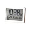 Kakusei Radio Clock Digital Alarm Clock with Temperature and Hygrometer Backlight Tabletop Table Clock Calendar Display Battery Operated White