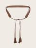 Vintage Street Style Pu Leather Belt For Women With Tassel And Metal Buckle