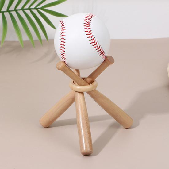 Wooden Baseball Bat Display Stand Mini Holder for Showcasing Balls & Memorabilia Golf Tennis Ball Support Bracket Round Crafted Rack for Home Desktop