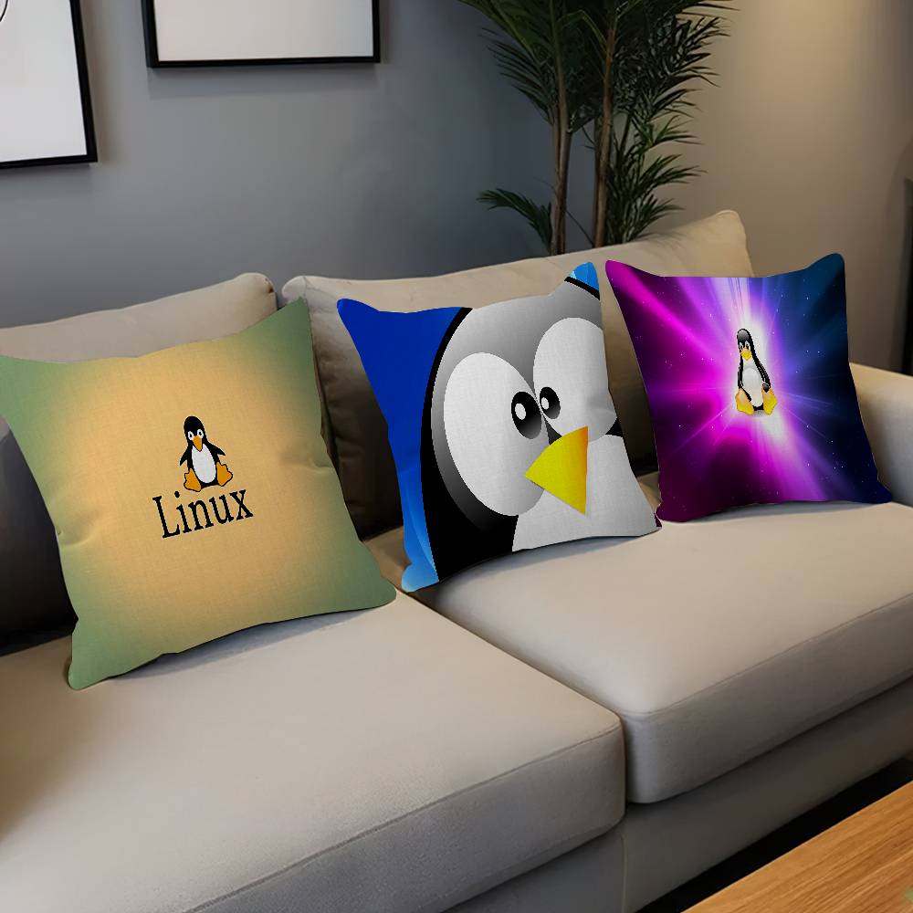 Linux Operating System Tux Penguin Anime Personalized picture text home decorative pillows Household Gifts 45x45cm
