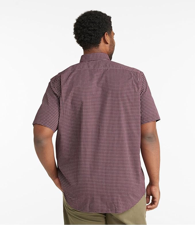 LL Bean Kennebunk Sport Traditional Short US Size Light 1000223091 Men's Wrinkle-Free Shirt, Fit, Sleeve, Check, Fit, Regular, L, Gold, Yellow,