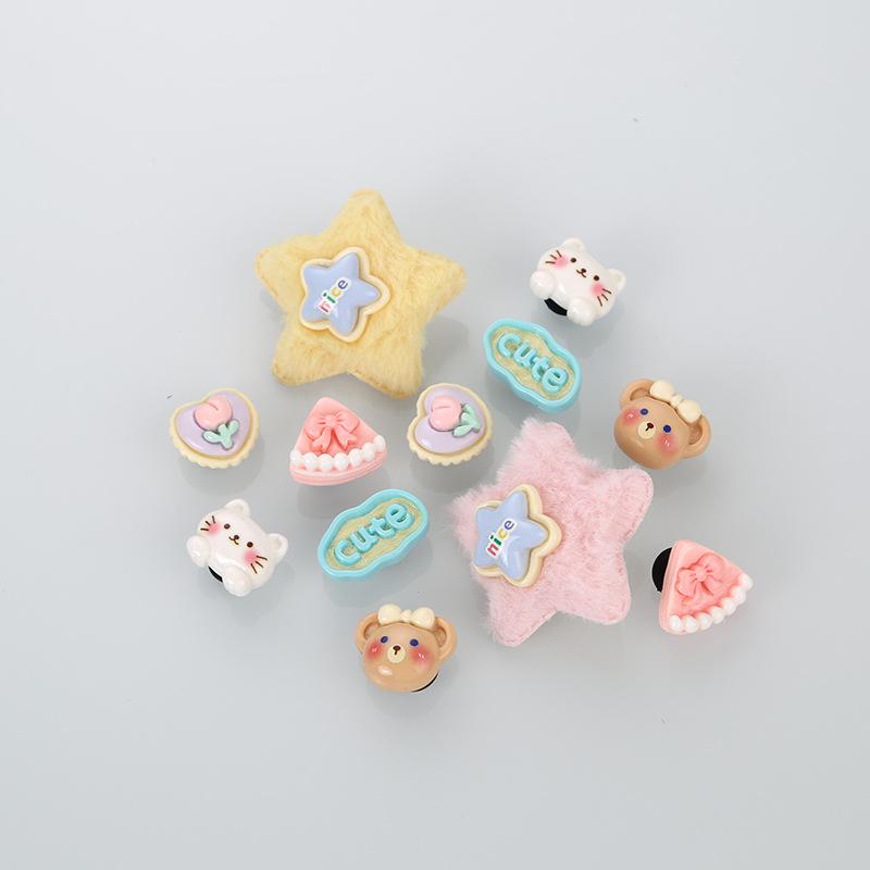 Shoe Buckles & Decorations: Cute DIY Resin Star Fur Cartoon Flowers