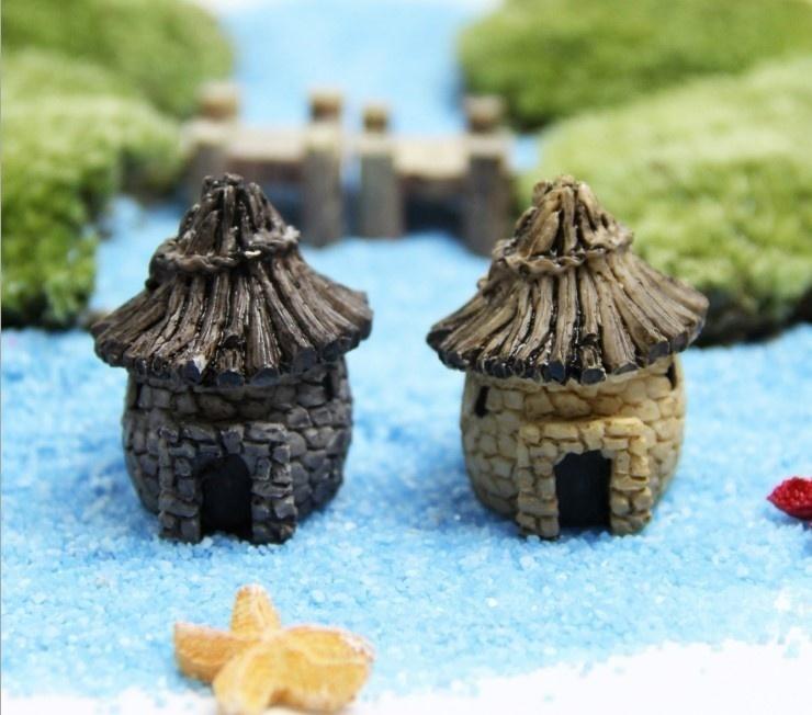 1 Pcs Stone House Cartoon House Miniature Ornament Resin Bonsai Dollhouse Fairy Garden Decoration