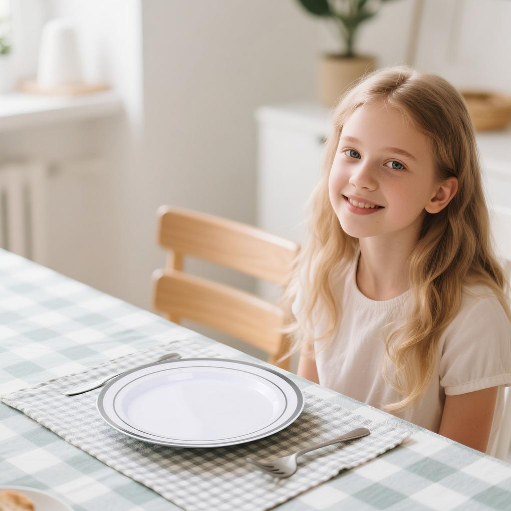 Einweggeschirr Schöner Plastikteller Einweg-Essteller und Esstellerset Zierrandmuster