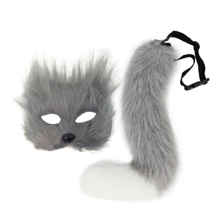Cats Half Face Mask Foxes Mask Foxes Tail Animal Fancy Costume Animal Foxes Costumes Accessories for Halloween Cosplay