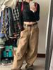 Y2k Vintage Brown Woman's Cargo Jeans Oversize Japanese 2000s Style Spring Trousers Harajuku Korean Wide Denim Pants