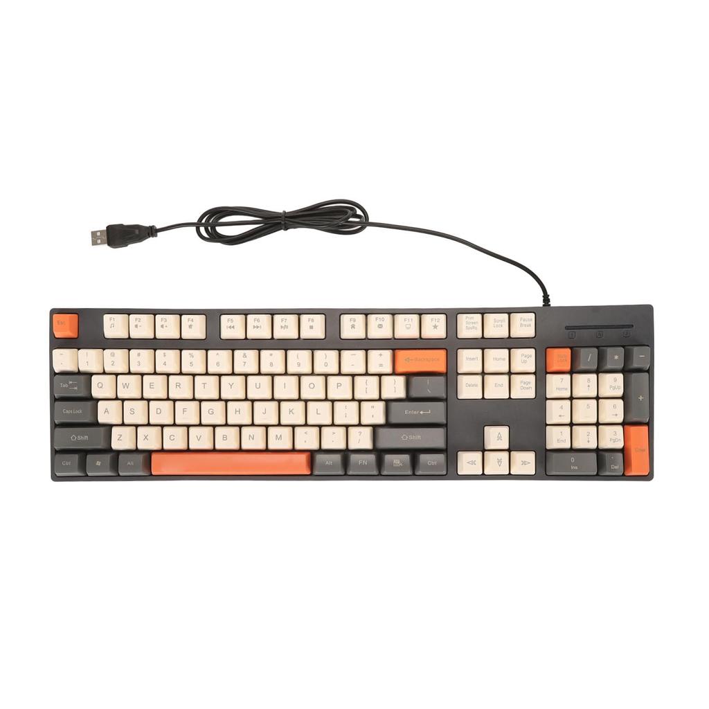 104-Key USB Wired Keyboard, Cute Gaming Keyboard with Vibrant 3-Color Keycaps, 12 Multimedia Function Keys for OS X (GREY)