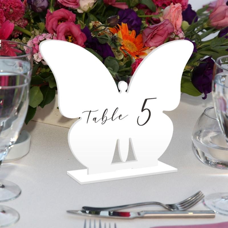 Set of 2 Clear Acrylic Butterfly Table Number Stands Table Place Cards for Parties Gatherings Wedding DIY Table Setting