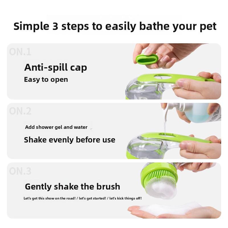Long Handle Pet Bath Brush, Dog Hair Shampoo Comb, Cat Shampoo Brush, Pet Hair Brush, Head Cleaning and Massage Brush