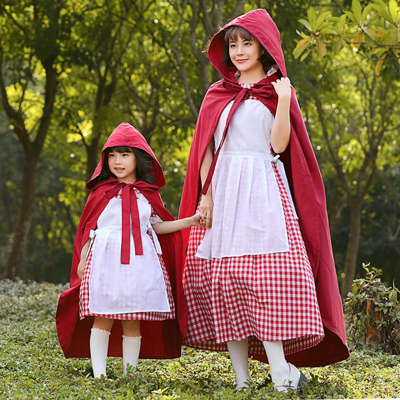 Pinse's Rotkäppchen-Kostüm: Märchen Halloween & Bühnenauftritt Outfit für Eltern-Kind-Kleidung.