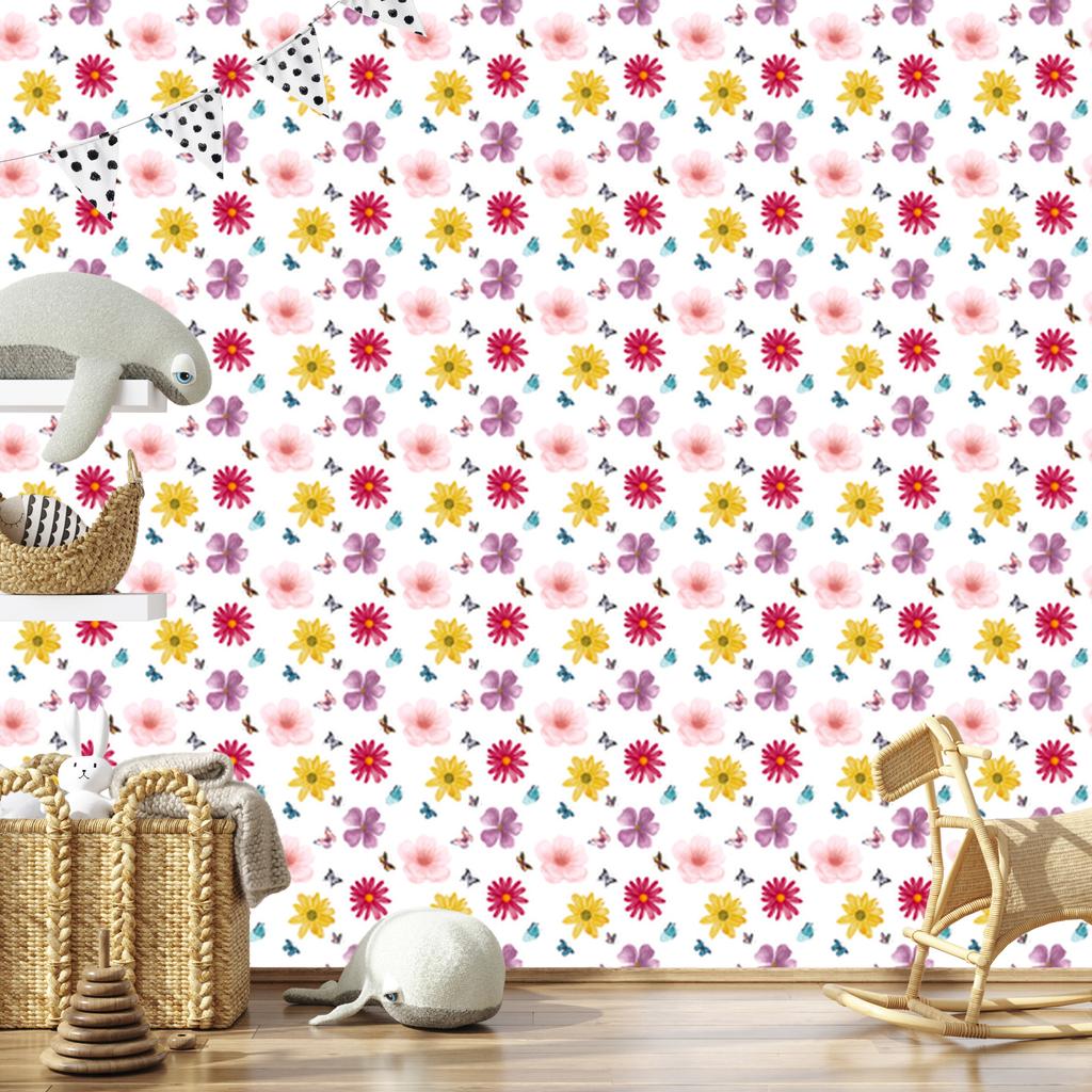 Wallpaper Flowers White and Powder Pink for the Living Room and Bedroom 50x1000