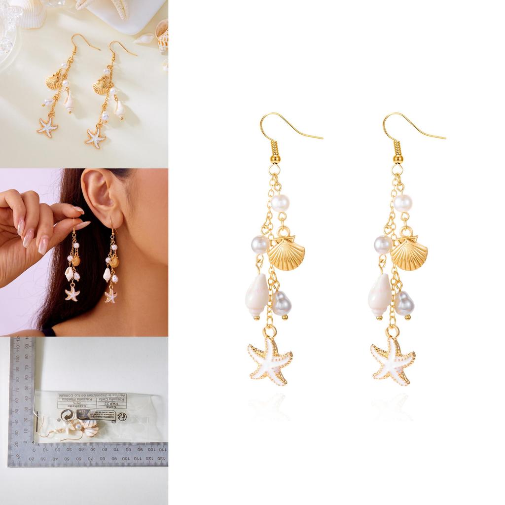 Strandinspirierter Muschel-Ohrschmuck aus Legierungsmaterial für den lässigen Alltagsgebrauch