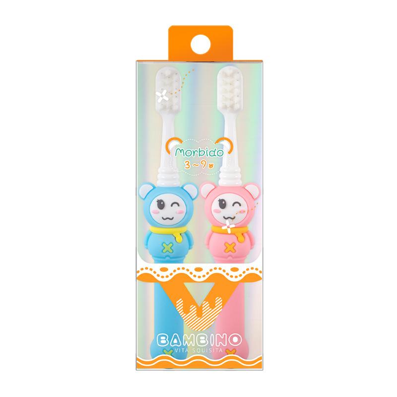 

Детская зубная щетка с мягкой щетиной, подходящая для возраста 3-9 лет, с мягкой резиновой ручкой и милой мультяшной формой