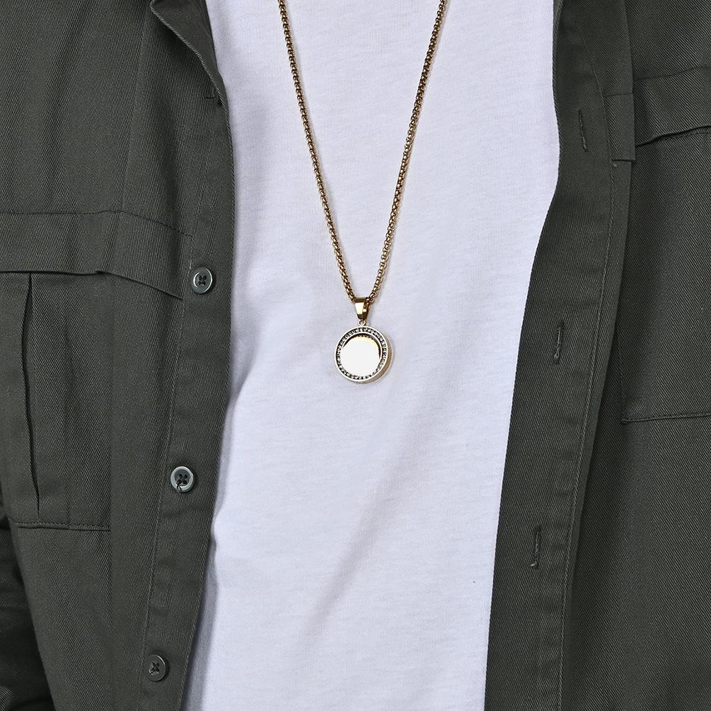 Drehbare Kreiskette mit personalisiertem Edelstahlanhänger