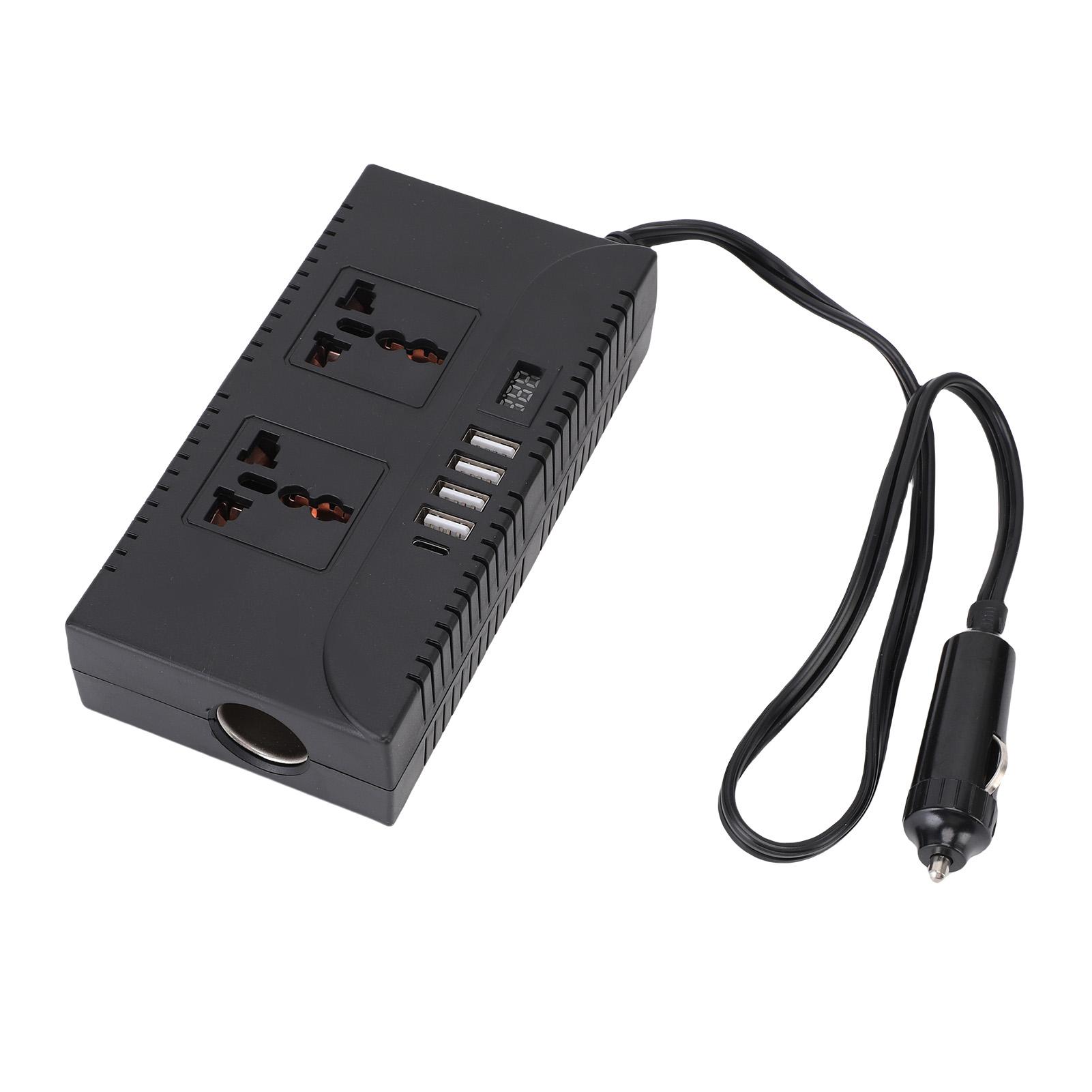 

Car Inverter DC12V 24V to AC220V 110V 150W with Digital Display 2 Sockets 5 USB Ports 1 Cigar Socket PD 25W QC 20W Fast