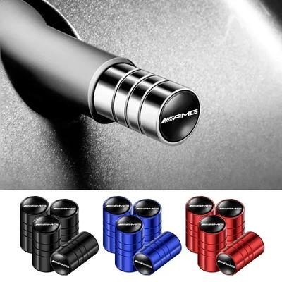 4Pcs 3D Styling Car Wheel Tire Valve Caps Stem Caps Decoration For Mercedes Benz AMG C E S GLE CLC Class W205 124 W221 W213 W212