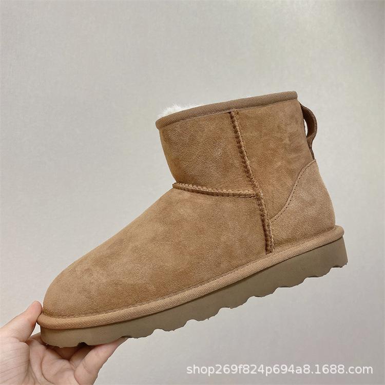 Sangpo snow boots women's fur integrated classic long tube piled thickened real wool warm cotton shoes men's winter shoes