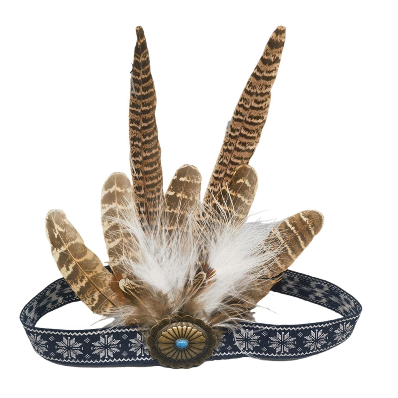 

Уникальный аксессуар для волос с перьями, этнический костюм, повязка на голову для музыкальных фестивалей, свадебных торжеств D