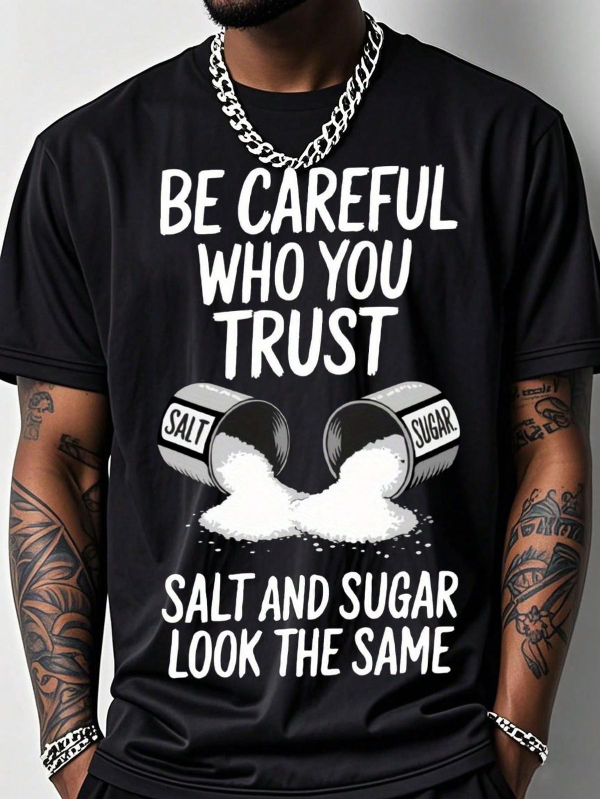 Men s Funny Gym T-Shirt With Salt & Sugar Trust Graphic Print S разноцветный