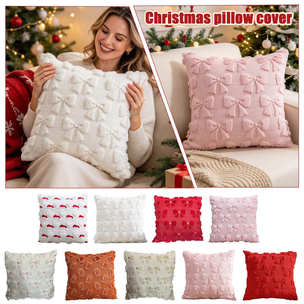 Christmas Tree Heart and Embroidered Throw Cover for Sofa Couch Living Room Decor