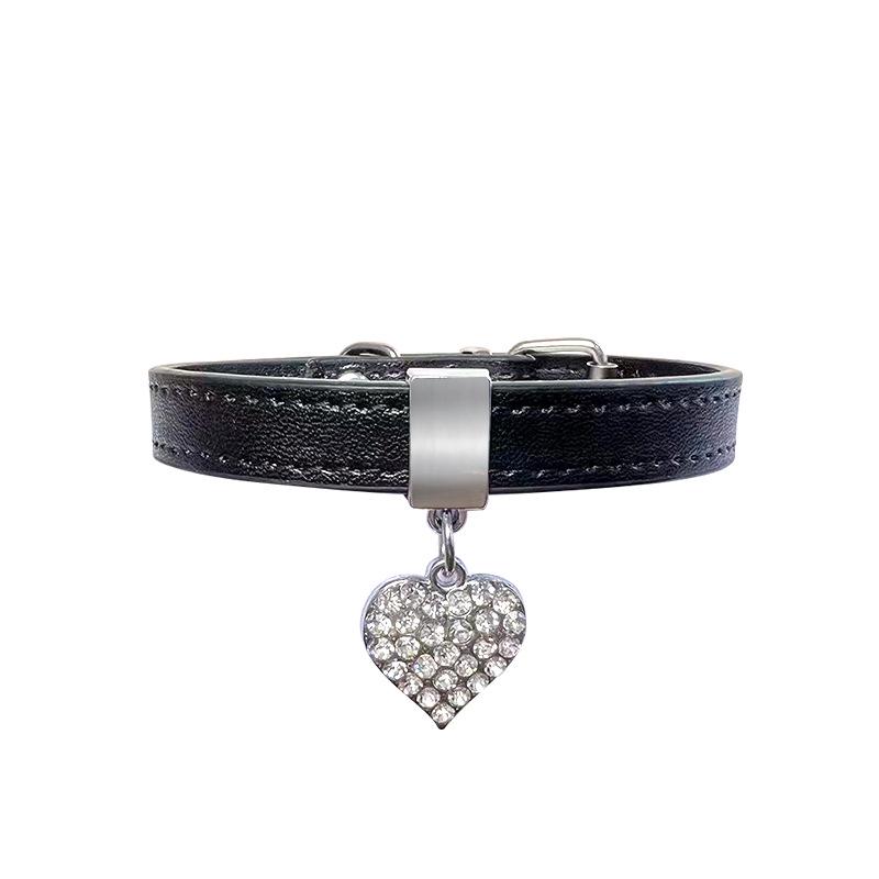 New Cute Pet Collar with Heart Pendant and Safety Buckle for Dogs and Cats