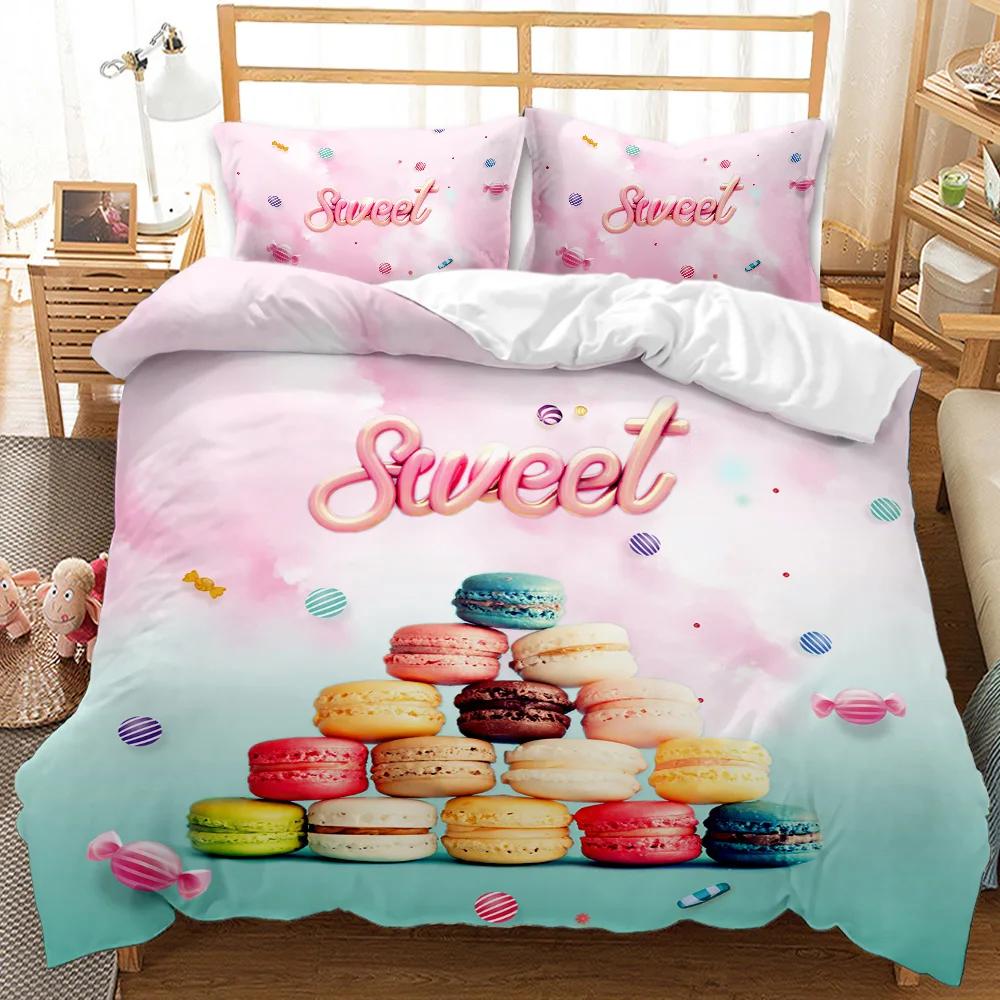 Dessert Dynetrekksett Fargerike Lollipops Sengetøysett Sjokolade Sukker Sengetøysett Fargede Godteri Snacks Polyester Dynetrekk